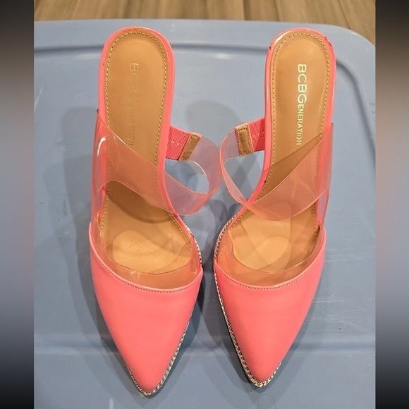 BCBGeneration Pink Heels Sleek Pointed-Toe Mules - Picture 6 of 6